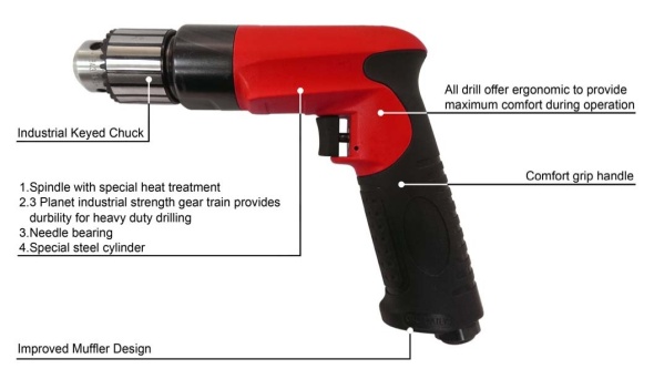 0.6HP 3/8H.D. Air Drill(2800RPM)