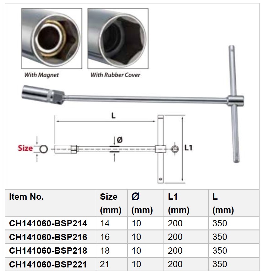 Sliding T type Hex Point Ball Spark Plug Socket Wrench