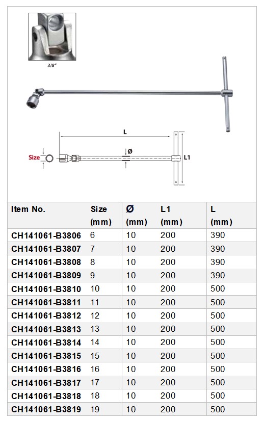 3/8Dr. Sliding T Type Universal Socket Wrench