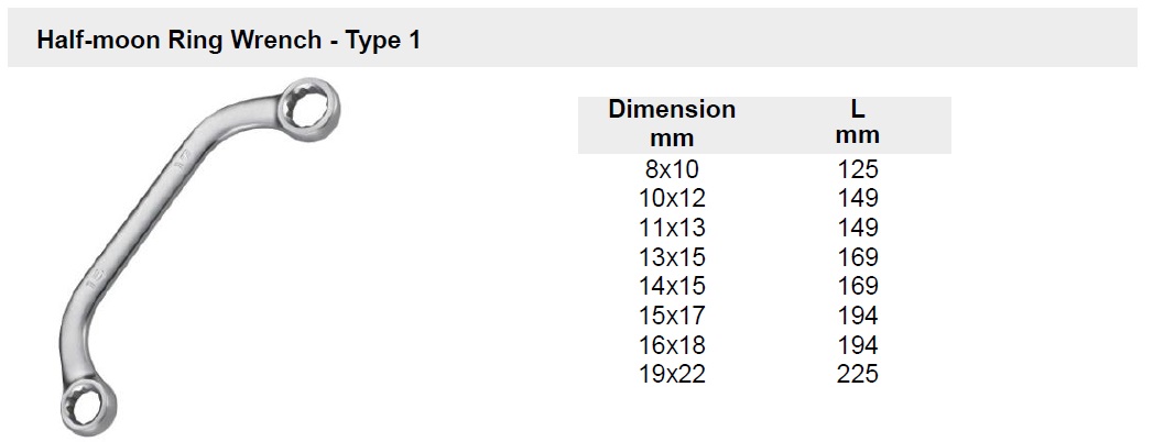 Half-moon Ring Wrench - Type 1